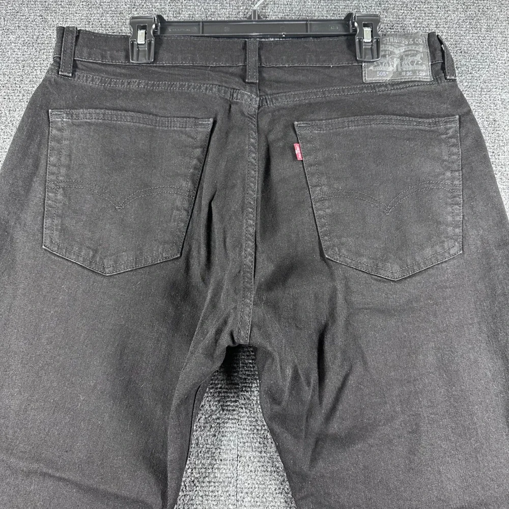 Levi's 505 Jeans Mens 36x29 W36 L29 Black Regular Fit Straight Leg Denim